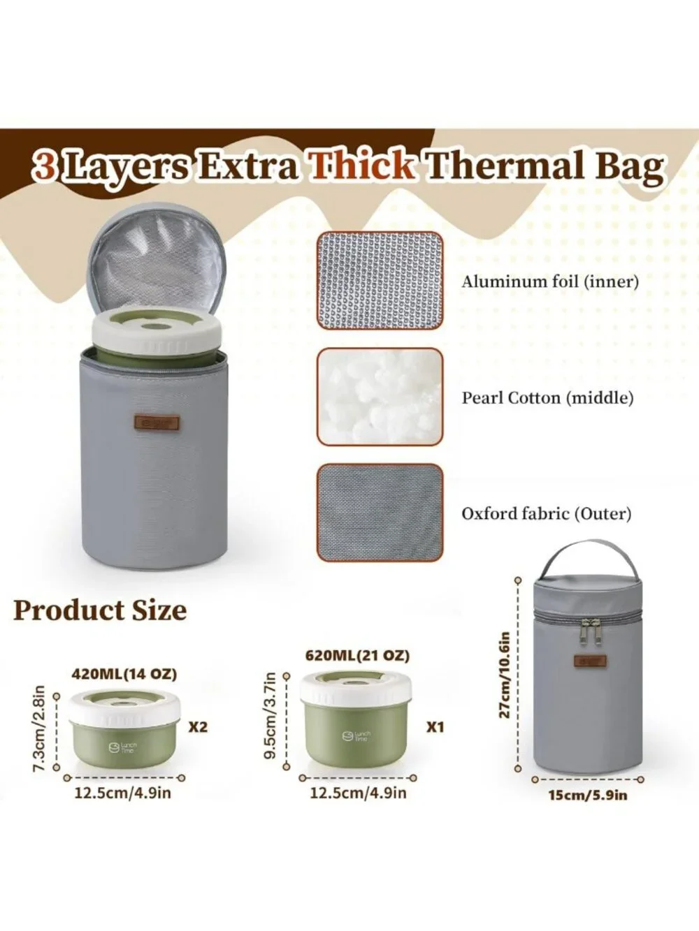 Stylish Bento Box Set for Adults - 3 Leak-Proof Ceramic Lunch Containers